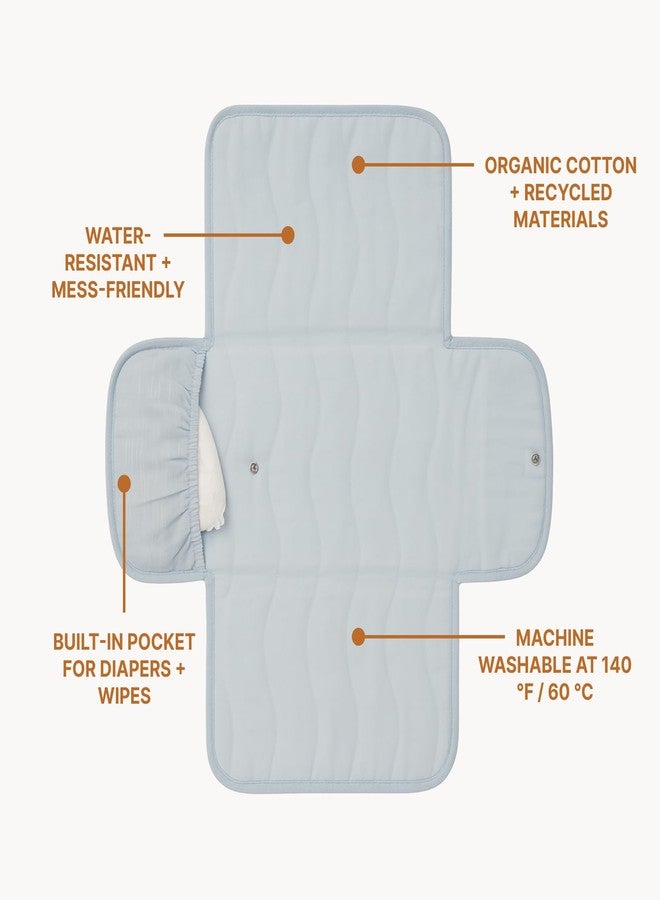 Toddlekind Mini Maven Portable Changing Pad – Travel Diaper Clutch for Babies, Organic Cotton & Water-Resistant, Compact Foldable Diaper Changing Mat with Pocket (Blue) - Image 2